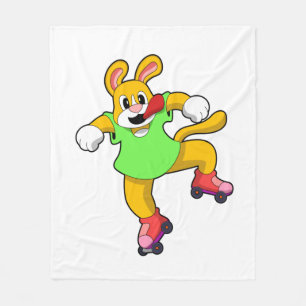 Dog as Inline Skater with Inline Skates Fleece Blanket