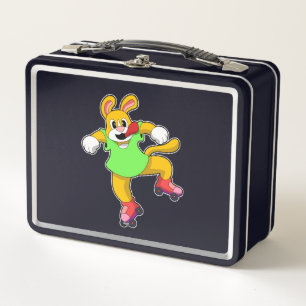 Dog as Inline Skater with Inline Skates Metal Lunch Box