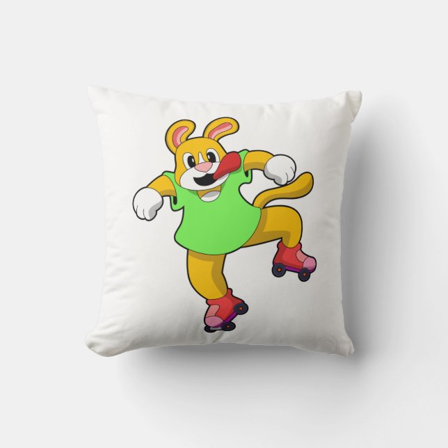 Dog as Inline Skater with Inline Skates Throw Pillow (Front)