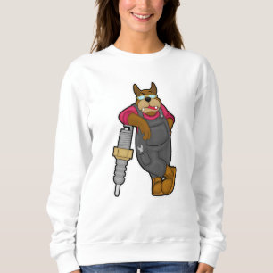 Dog as Mechanic with Spark plug Sweatshirt