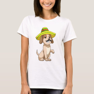 Dog as Mexican with Straw hat T-Shirt