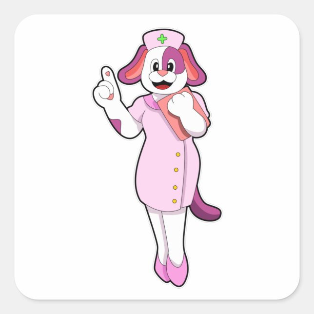 Dog as Nurse Square Sticker (Front)
