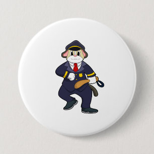 Dog as Police officer with Police uniform 3 Inch Round Button