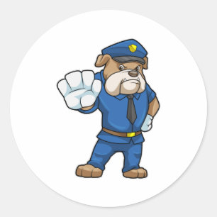 Dog as Police officer with Police uniform Classic Round Sticker
