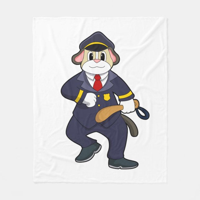 Dog as Police officer with Police uniform Fleece Blanket (Front)