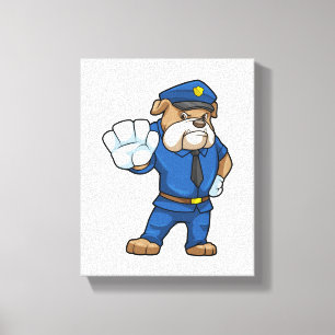 Dog as Police officer with Uniform Canvas Print