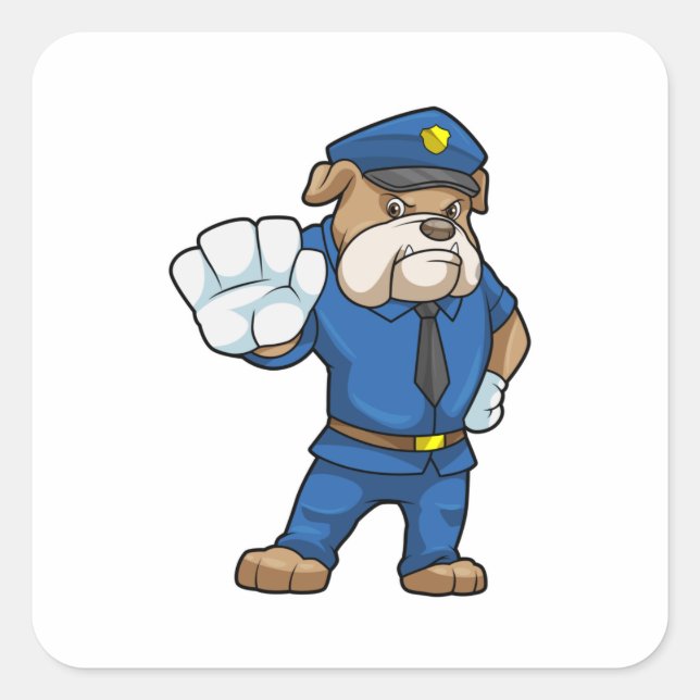 Dog as Police officer with Uniform Square Sticker (Front)