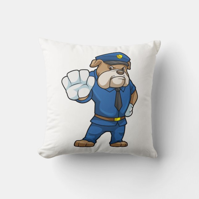 Dog as Police officer with Uniform Throw Pillow (Front)