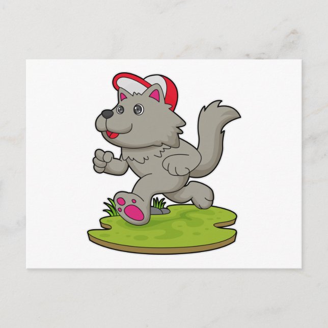 Dog as Runner with Cap Postcard (Front)