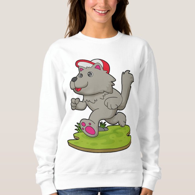 Dog as Runner with Cap Sweatshirt (Front)