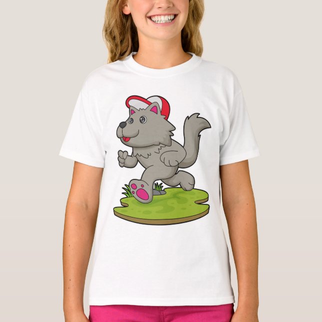 Dog as Runner with Cap T-Shirt (Front)