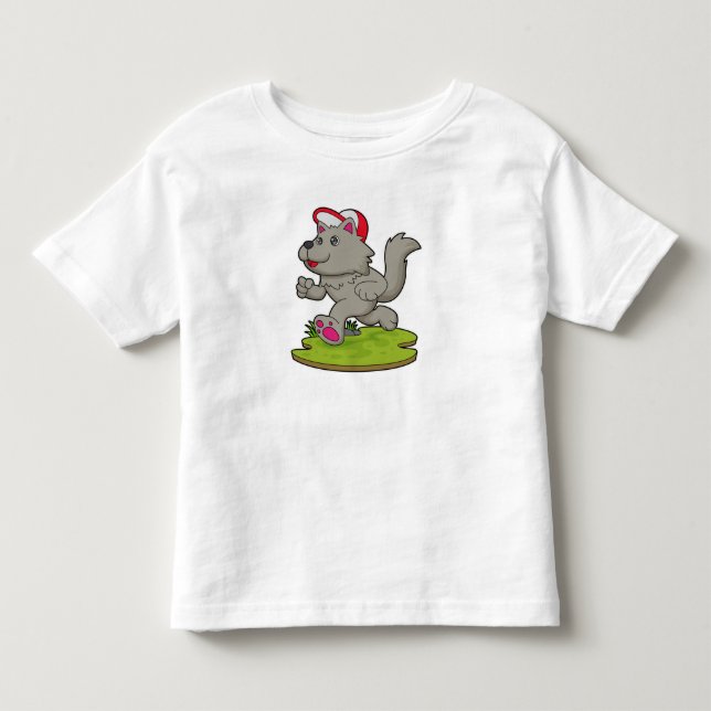 Dog as Runner with Cap Toddler T-shirt (Front)