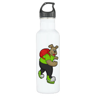 Dog as Skater with Inline skates & Backpack 710 Ml Water Bottle