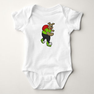 Dog as Skater with Inline skates & Backpack Baby Bodysuit