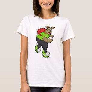 Dog as Skater with Inline skates & Backpack T-Shirt