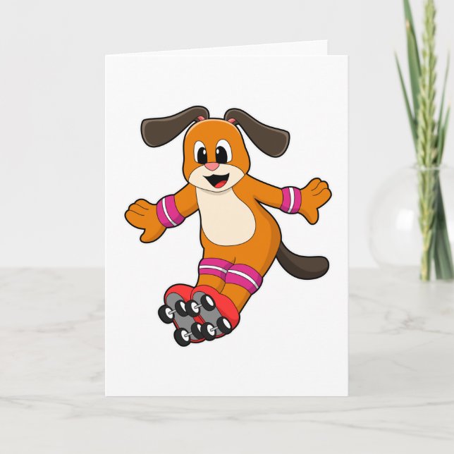 Dog as Skater with Inline skates Card (Front)