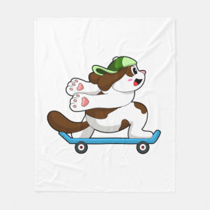 Dog as Skater with Skateboard Fleece Blanket