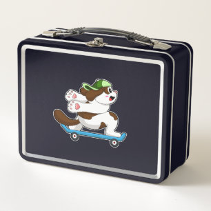 Dog as Skater with Skateboard Metal Lunch Box