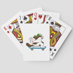 Dog as Skater with Skateboard Playing Cards