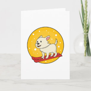 Dog as Skier with Skis Card