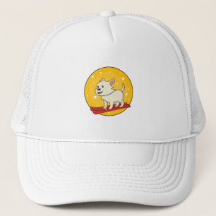Dog as Skier with Skis Trucker Hat