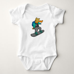 Dog as Snowboarder with Snowboard & Backpack Baby Bodysuit
