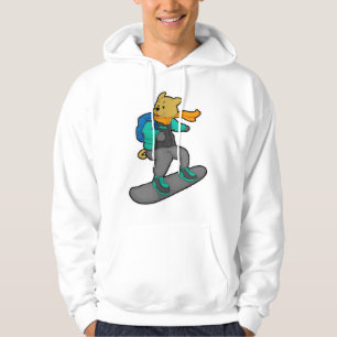 Dog as Snowboarder with Snowboard & Backpack Hoodie
