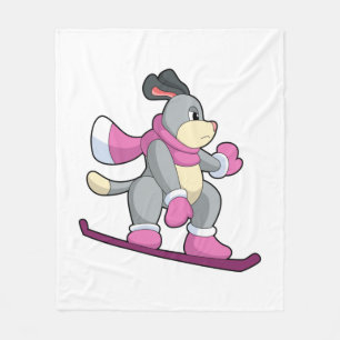 Dog as Snowboarder with Sonowboard Fleece Blanket
