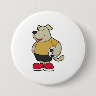 Dog as Soccer player with Soccer ball 3 Inch Round Button