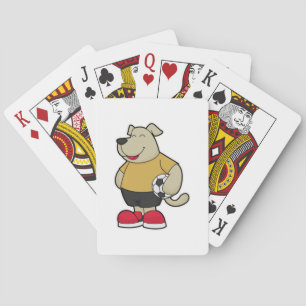 Dog as Soccer player with Soccer ball Playing Cards