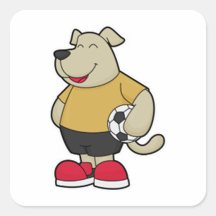 Dog as Soccer player with Soccer ball Square Sticker