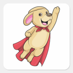 Dog as Superhero with Cape Square Sticker