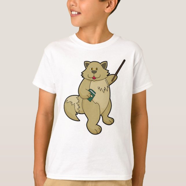 Dog as Teacher with Book & Pointer T-Shirt (Front)