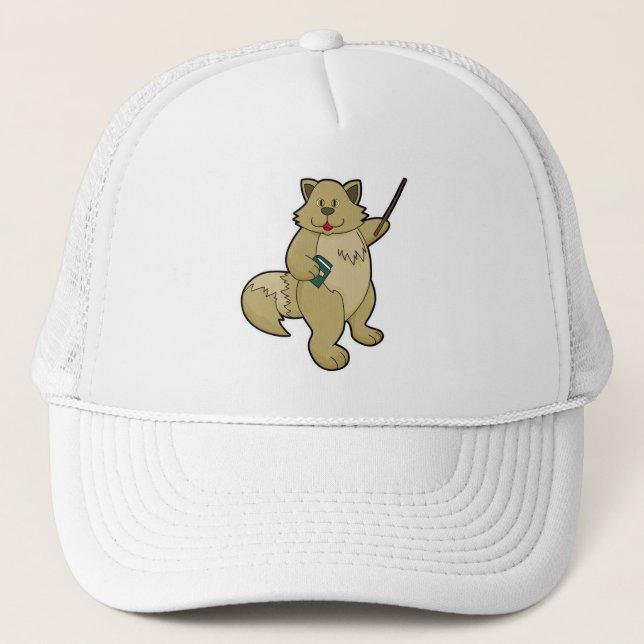 Dog as Teacher with Book & Pointer Trucker Hat (Front)
