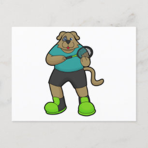 Dog as Tennis player with Tennis racket Postcard