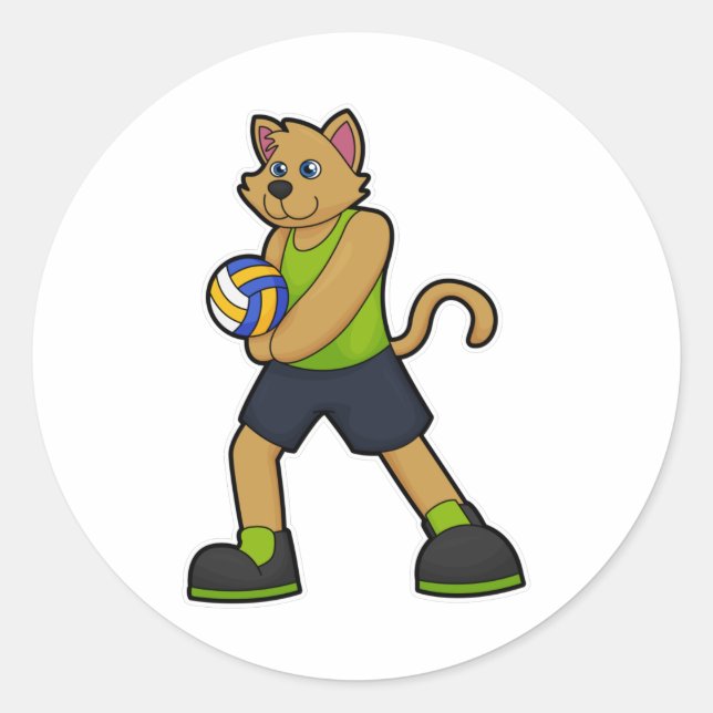 Dog as Volleyball player with Volleyball Classic Round Sticker (Front)