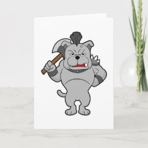 Dog as Warrior with Axe Card