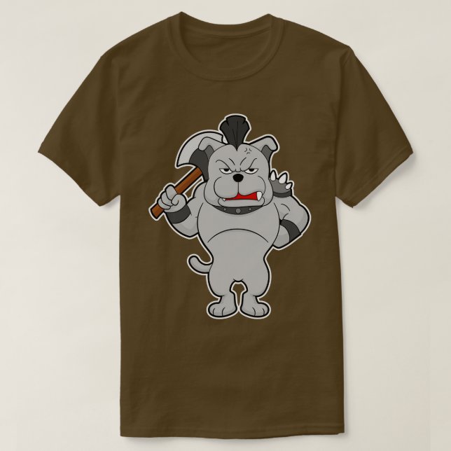 Dog as Warrior with Axe T-Shirt (Design Front)