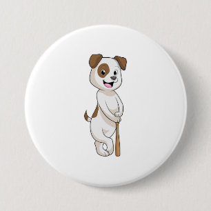 Dog at Baseball with Baseball bat 3 Inch Round Button