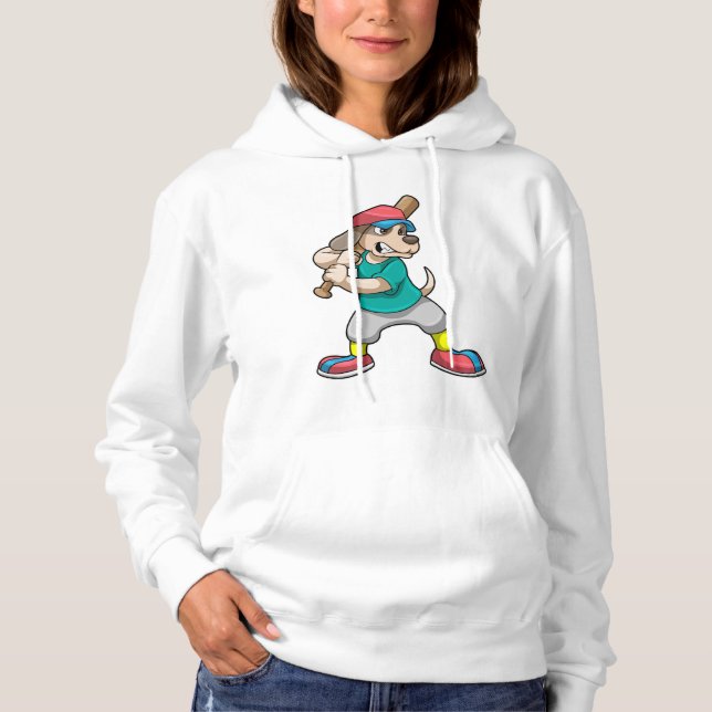 Dog at Baseball with Baseball bat Hoodie (Front)