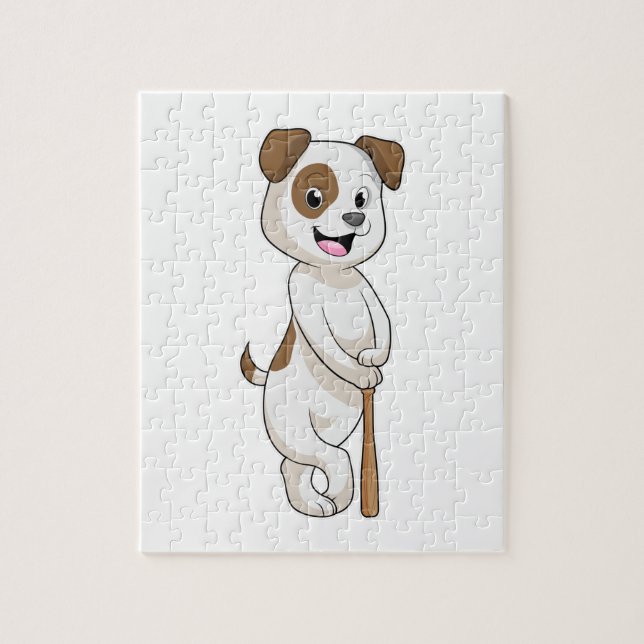 Dog at Baseball with Baseball bat Jigsaw Puzzle (Vertical)
