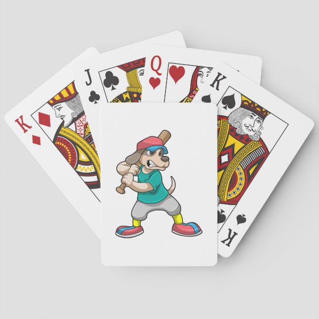 Dog at Baseball with Baseball bat Playing Cards (Back)