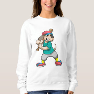 Dog at Baseball with Baseball bat Sweatshirt