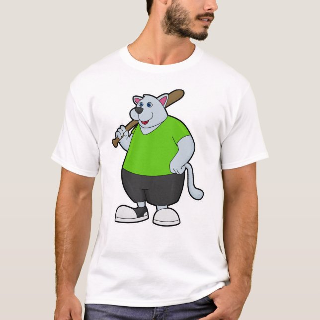 Dog at Baseball with Baseball bat T-Shirt (Front)