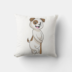 Dog at Baseball with Baseball bat Throw Pillow