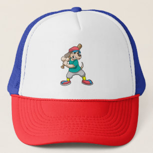 Dog at Baseball with Baseball bat Trucker Hat