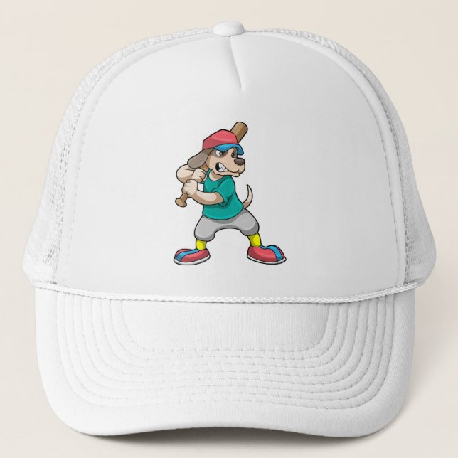 Dog at Baseball with Baseball bat Trucker Hat (Front)