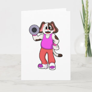 Dog at Bodybuilding with Dumbbell Card