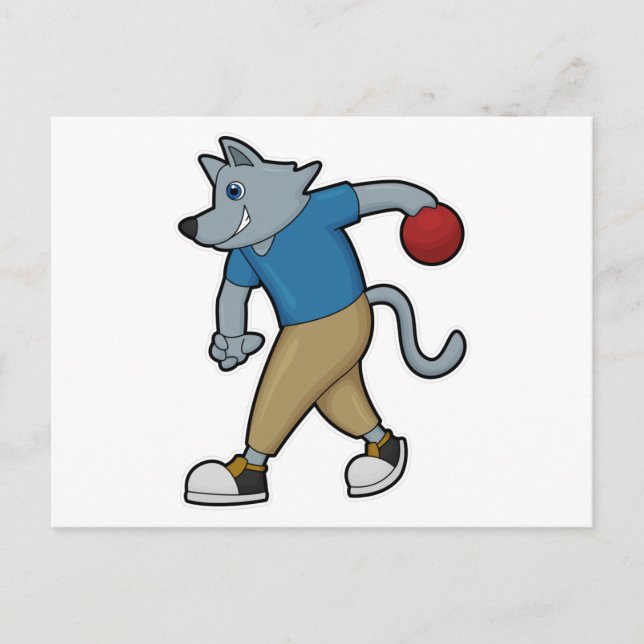 Dog at Bowling with Bowling ball Postcard (Front)