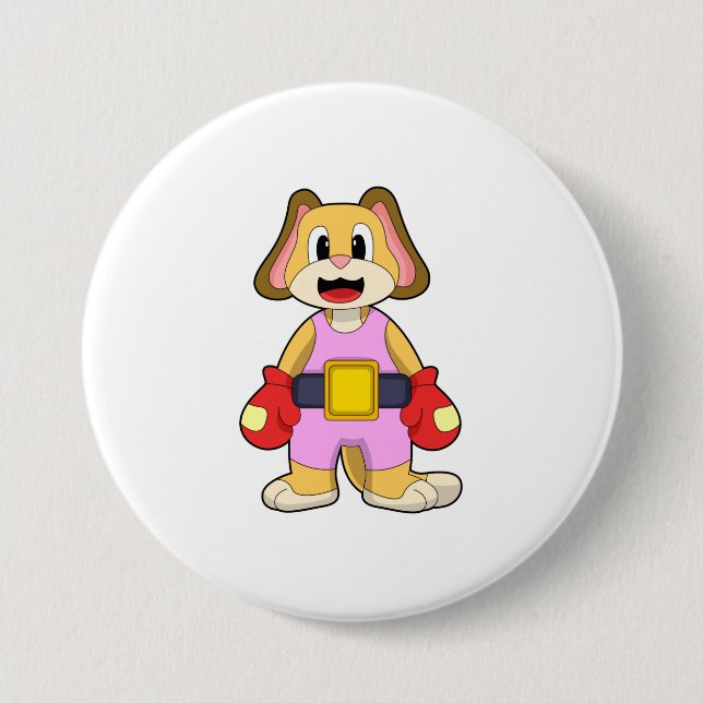 Dog at Boxing with Boxing gloves 3 Inch Round Button (Front)